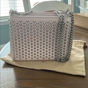 EUC Christian Louboutin Trilby Small Chain Shoulder Bag - baby pink & silver